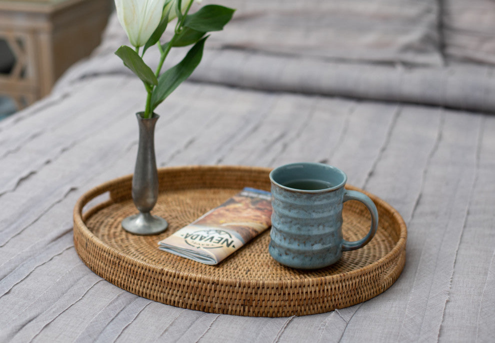 Artifacts Rattan™ Oval Tray With Cutout Handles, Honey Brown, Medium
