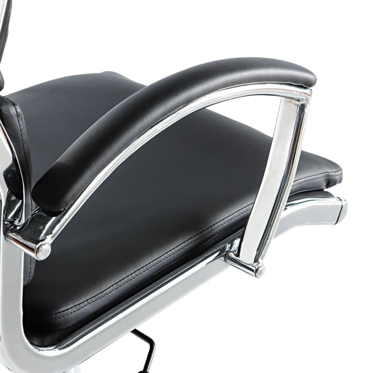 Contemporary Office Chair, Waterfall Seat With Ribbed Back & Padded Arms, Black