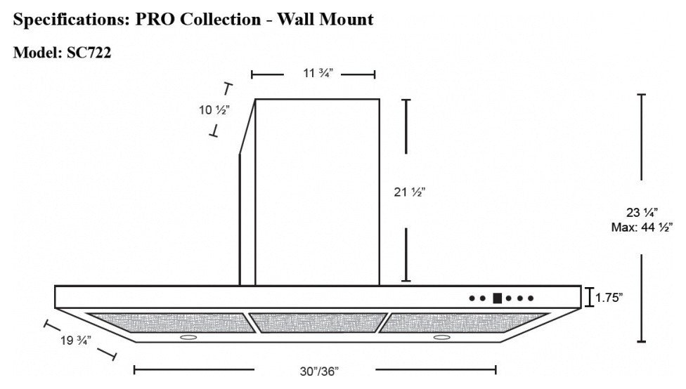 Cyclone Stainless Steel Ultra-Quiet Wall-Mount Range Hood, Stainless Steel, 30"