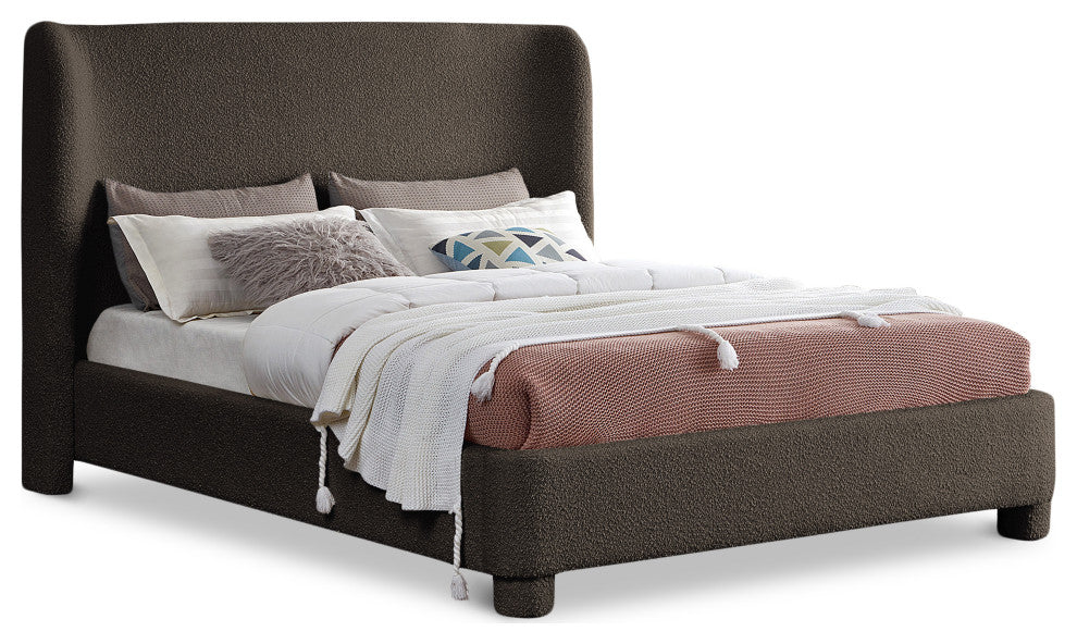 Penny Bed, Brown, Queen, Boucle Fabric