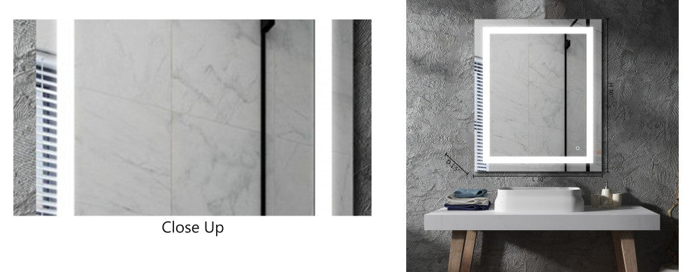 L30"H36" LED Wall Mirror With An Aluminum Frame