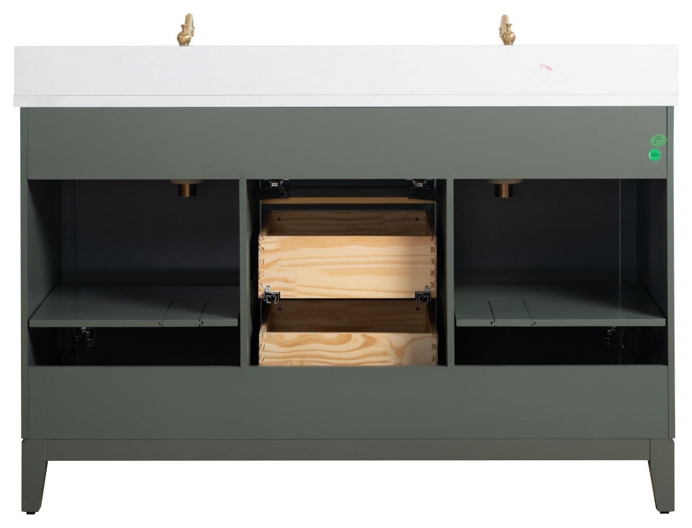 Vanity Art Bathroom Vanity With Sink, Vintage Green, 54" Double
