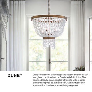 Fredrick Ramond Dune Medium Semi-Flush Mount, Burnished Gold With Blue Sea Glass