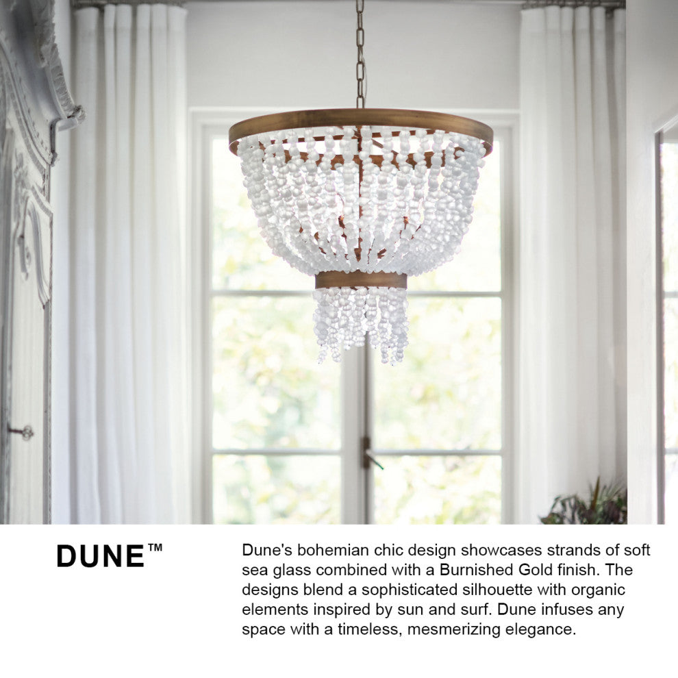 Fredrick Ramond Dune Medium Semi-Flush Mount, Burnished Gold With Blue Sea Glass