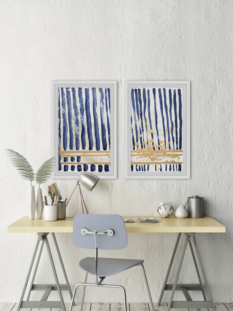 Blue Verticals Diptych, 24"x18"