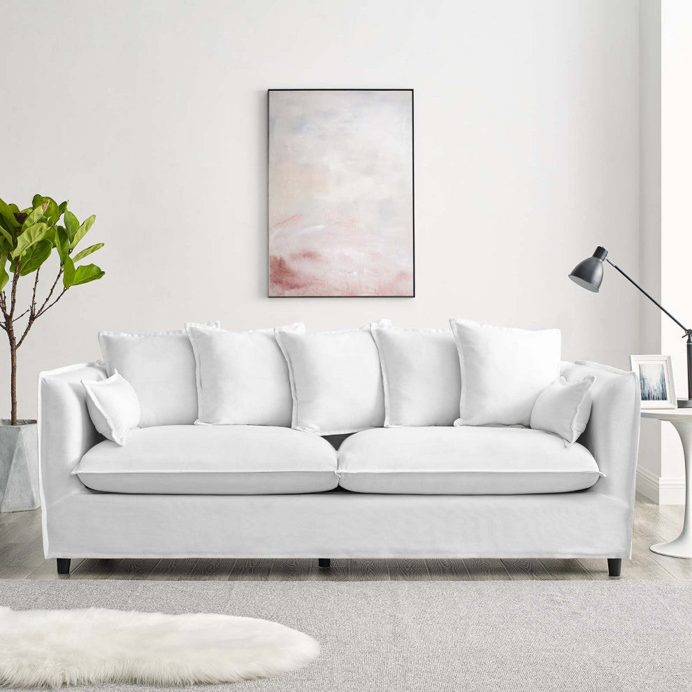 Avalon Slipcover Fabric Sofa, White