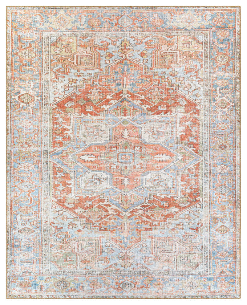 Hauteloom Maayon Medallion Rust Washable Area Rug, 7'6"x9'6" Rectangle