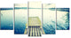 Sunset Over Tranquil Lake, Bridge Canvas Art Print, 60"x32", 5 Panels