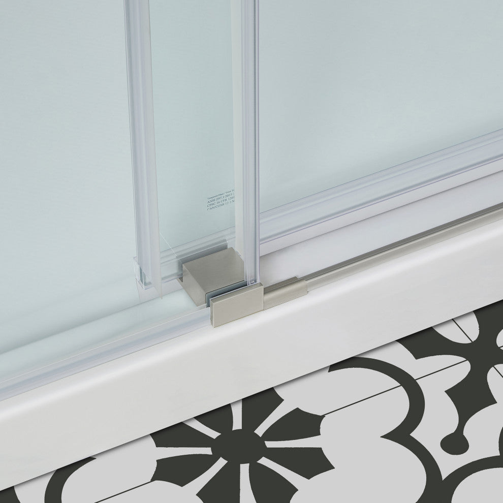 Bel Soft-Close Satin Nickel 48" Frameless Sliding Soft Close Shower Door