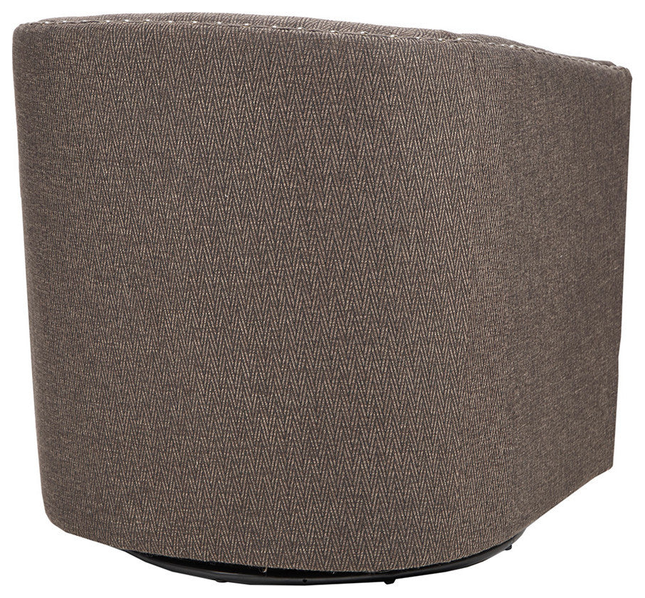 Madison Park Tyler Upholstered Swivel Barrel Chair with Nailheads, Chocolate