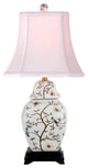 Chinese Porcelain Bird Motif Rounded Square Ginger Jar Table Lamp 23"