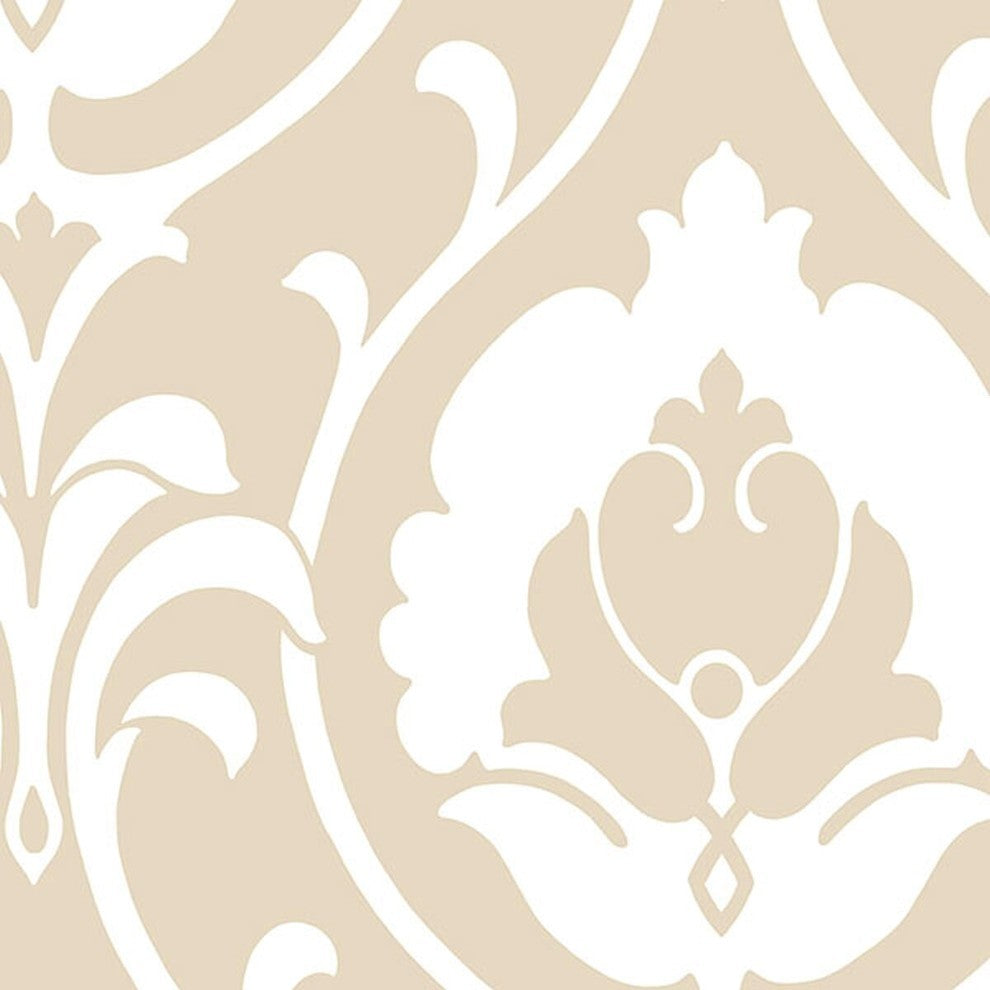 Shades, Damask Geometric Graphic White, Cream Wallpaper Sample