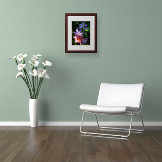 'Clematis and Lily' Matted Framed Canvas Art by Kurt Shaffer