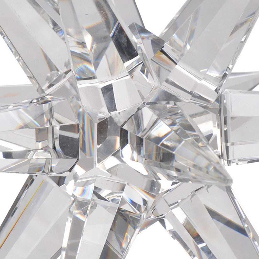 Benzara BM284971 10" Glass Star Decor for Tabletop, Elegant Clear Crystalline