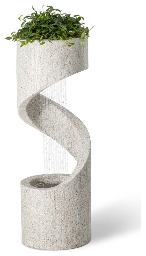 Faux Terrazzo Spiral Shaped Polyresin Fountain