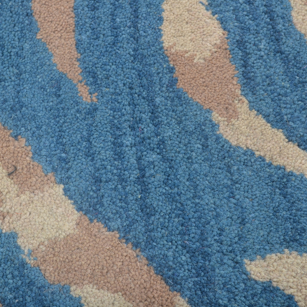 HAND TUFTED WOOL ECO-FRIENDLY AREA RUGS - Runner,Blue,Contemporary