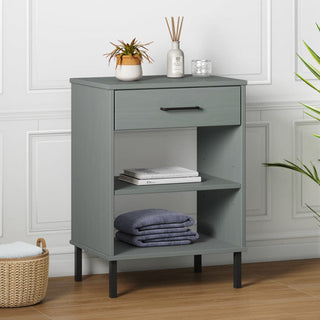 vidaXL Console Cabinet Buffet Table with Metal Legs Gray Solid Wood Pine OSLO