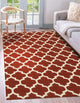 Handmade Wool Red Contemporary Trellis Flatweave Reversible Moroccan Rug, 8'x10'