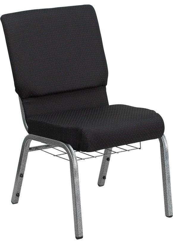 18.5''W Chair in Black Patterned Fabric with Cup Book Rack