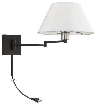 1 Light Black With Brushed Nickel Accent Swing Arm Lamp