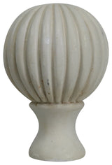 Fluted Ball Lamp Finial, 2 1/8" Tall, Antique White, Single