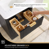 Vinnova Cadiz Bath Vanity, Composite Stone Top, Black, 24", No Mirror