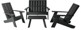 Weatherproof Outdoor Set With Adirondack Seating and Coffee Table, Black