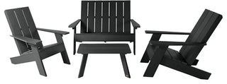 Weatherproof Outdoor Set With Adirondack Seating and Coffee Table, Black