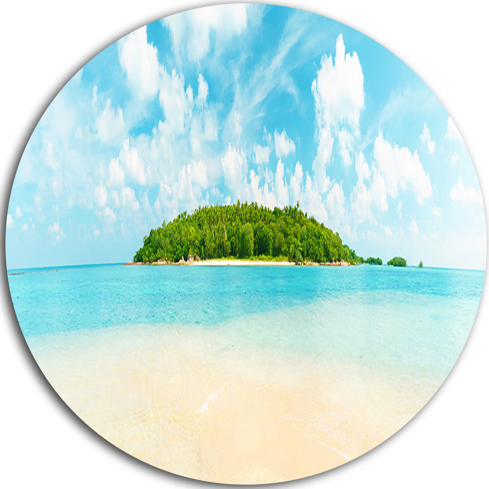 Tropical Island Panorama, Photography Large Disc Metal Wall Art, 23"