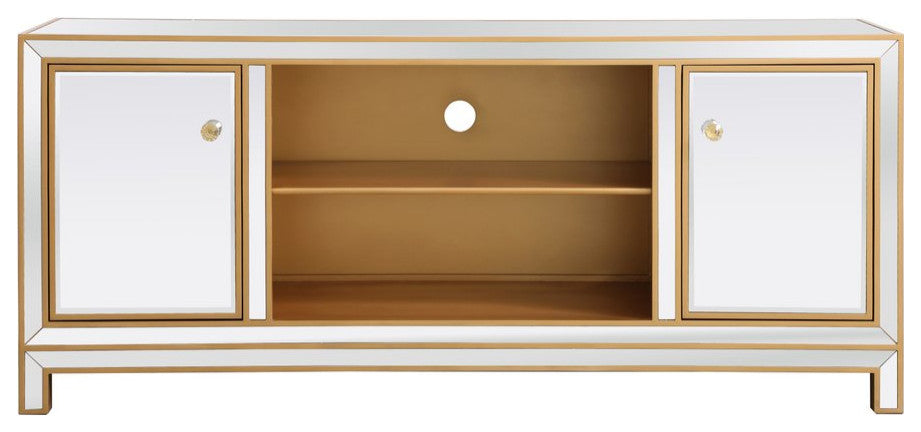 Rosie 60" Mirrored TV Stand, Gold