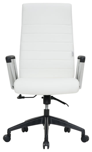 LeisureMod Hilton Modern High Back Leather Conference Office Chair, White