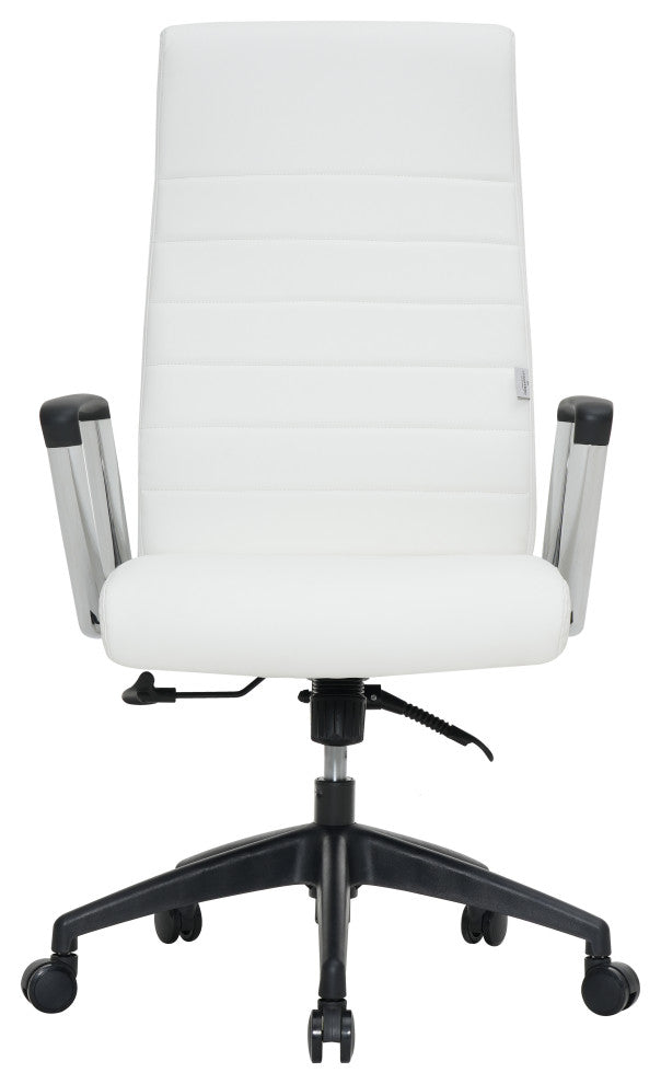 LeisureMod Hilton Modern High Back Leather Conference Office Chair, White