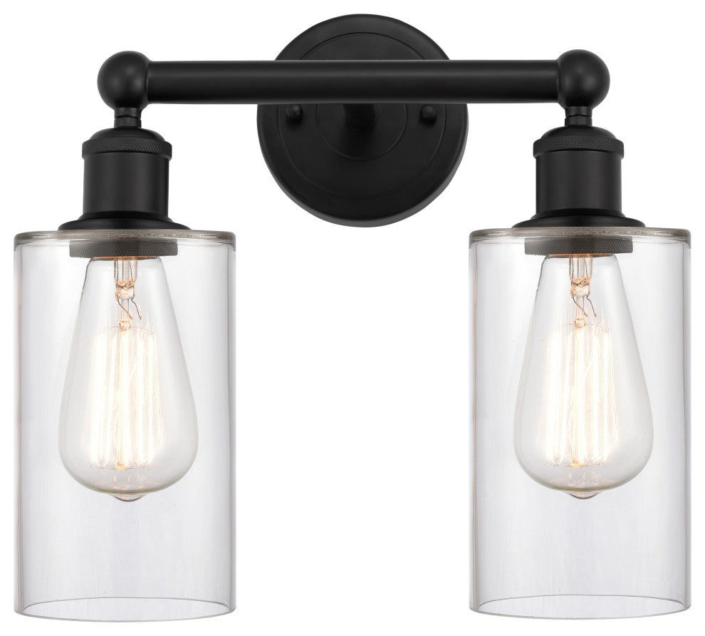 Innovations 616-2W-BK-G802 Clymer 2 Light Bath Vanity Light, Matte Black
