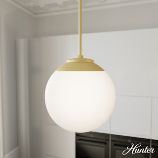 Hepburn Painted Modern Brass With Cased White Glass 1 Light Pendant Ceiling