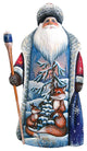 Artistic Wood Carved Santa Claus Fox Family Sculpture