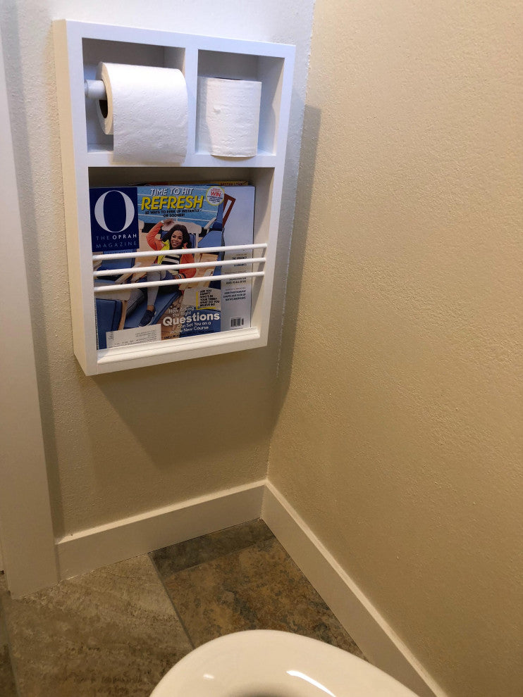 Montclair Combination Toilet Paper Holder On the Wall Magazine Rack, Unfinished
