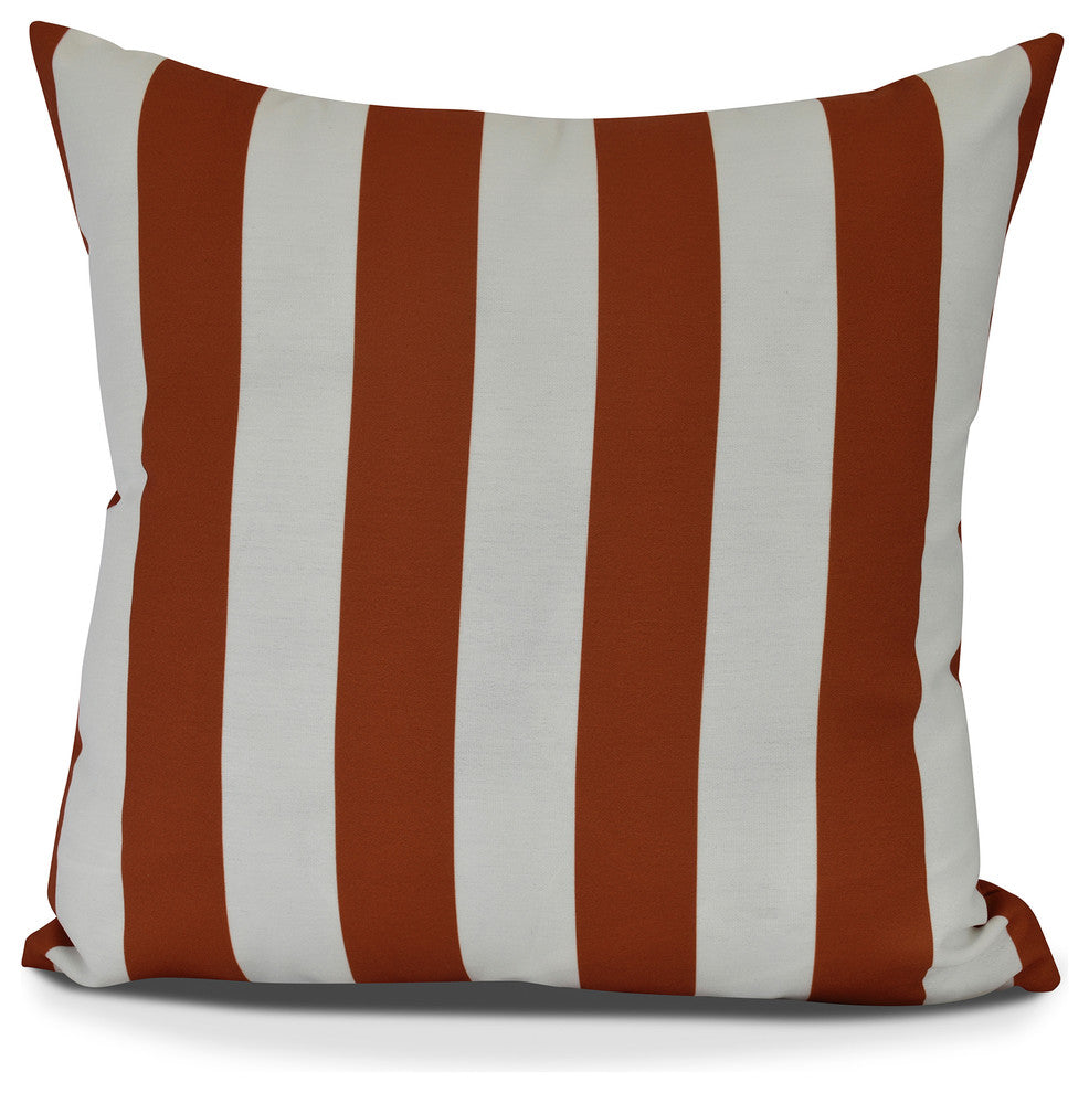 Rugby Stripe, Stripe Print Pillow, Orange, 16" x 16"