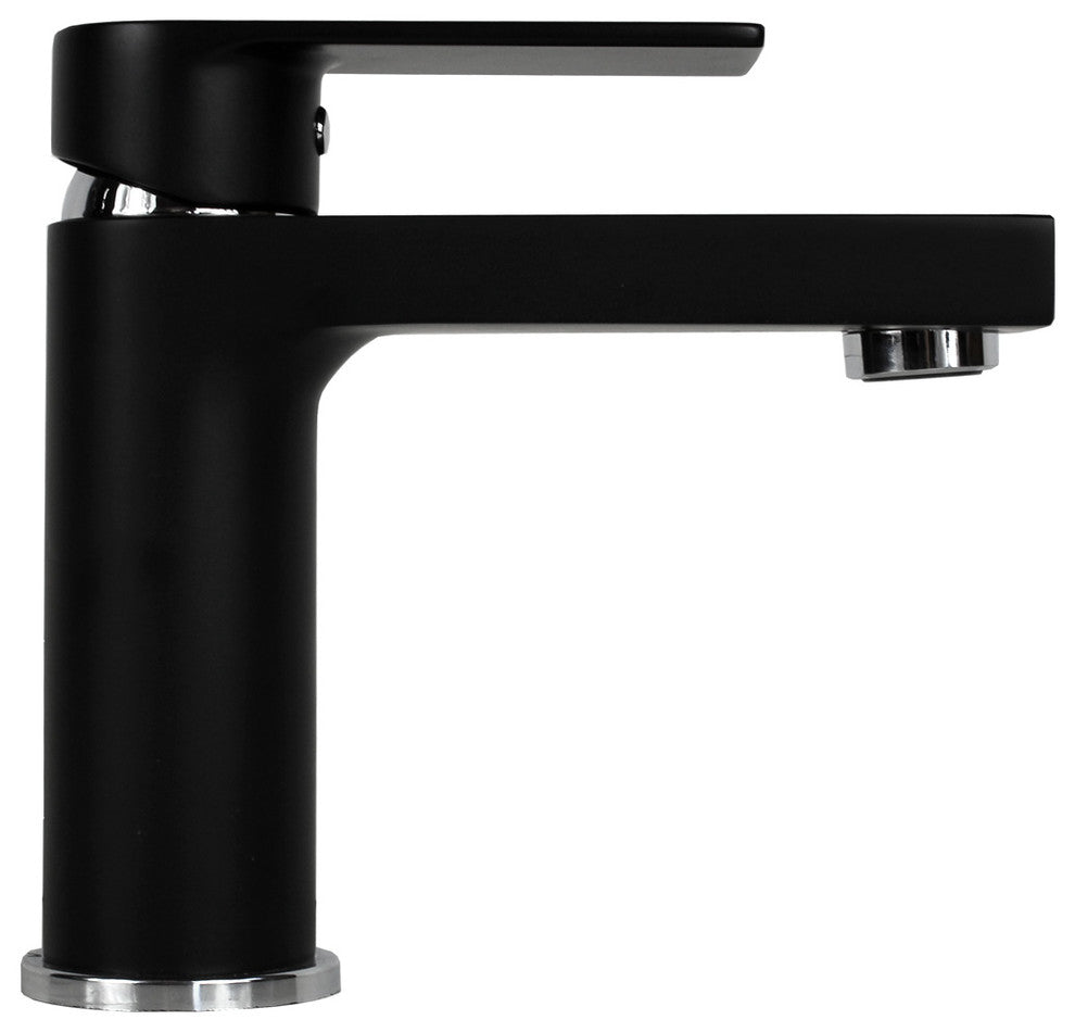 Anna Style Solid Brass Single Hole Lever Bathroom Vanity Faucet, Matte Black