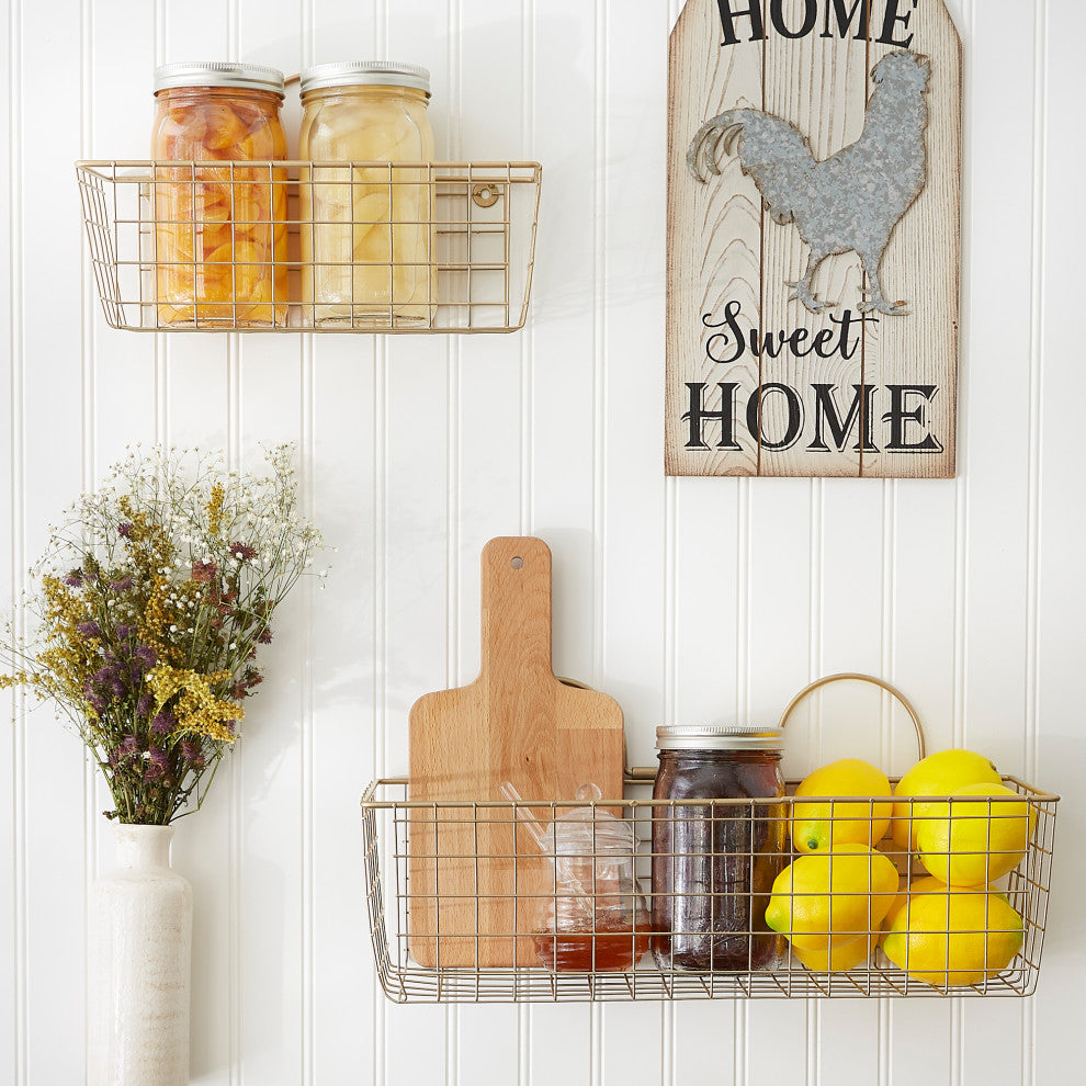 Assorted Gold Wire Wall Basket (Set of 2)