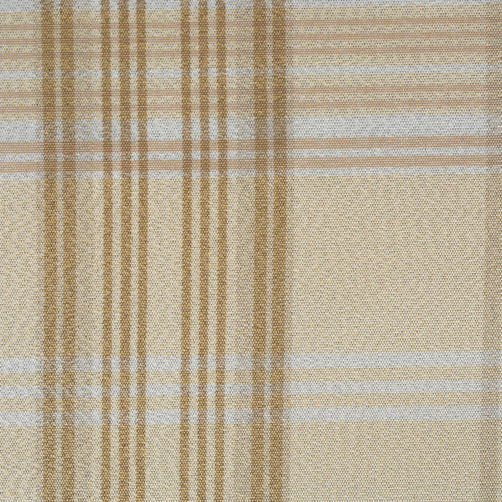 Cream Metallic Plaid Tablecloth 70 Round