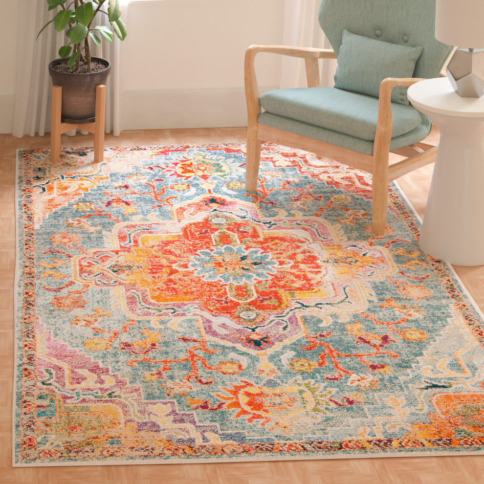 Safavieh Crystal CRS501K Rug, Orange/Teal, 3' X 5'