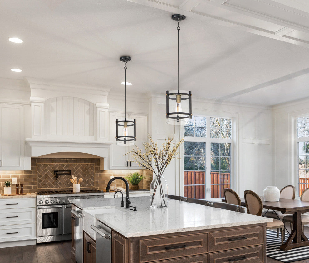 Maxim 2649 Capitol 10"W Mini Pendant - Black / Antique Brass