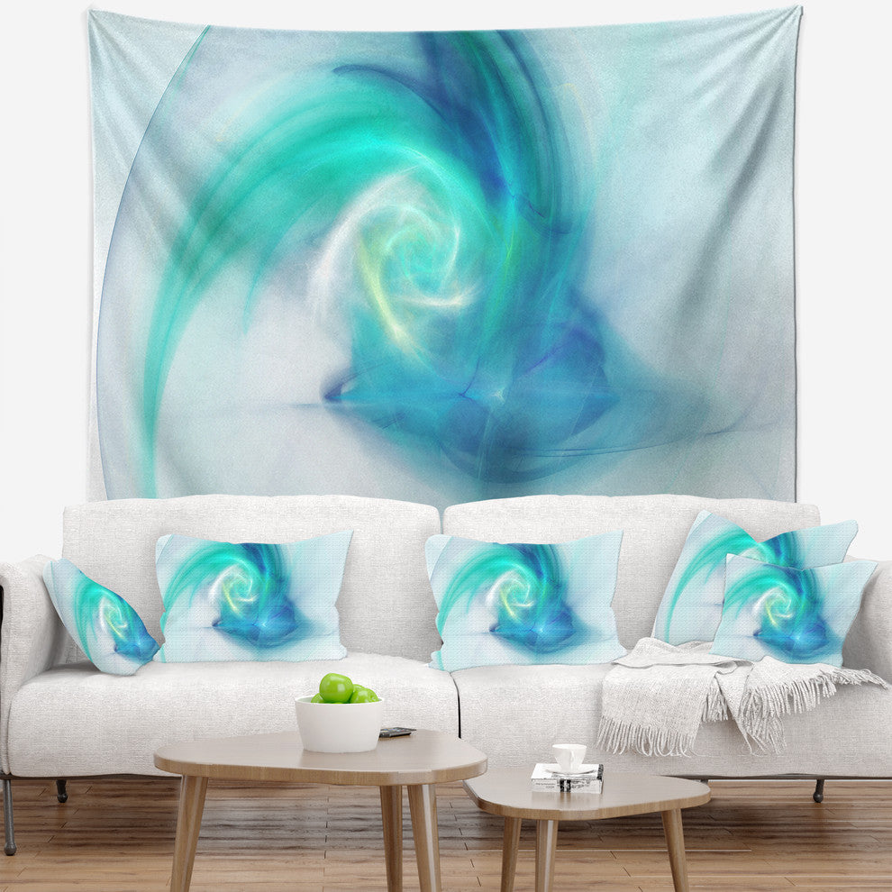 Light Blue Fractal Abstract Texture Abstract Wall Tapestry, 39"x32"