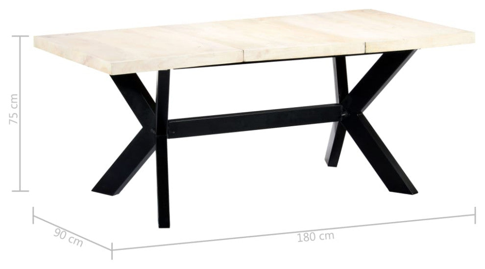 vidaXL Dining Table White 70.9"x35.4"x29.5" Solid Mango Wood
