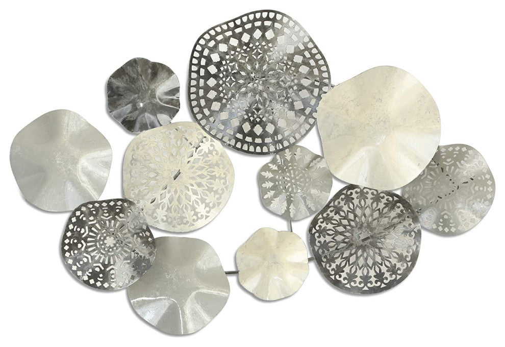 Modern Grey Metal Attached Rounds Wall Decor