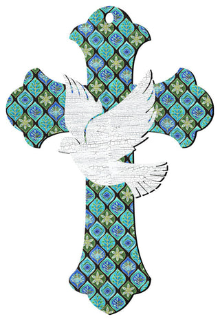 White Doves Cross Ornament