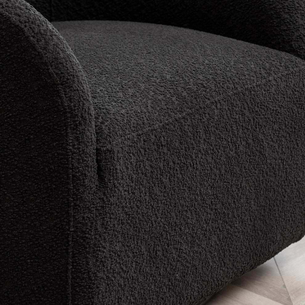 32" Wide Boucle Upholstered Swivel Barrel Chair, Dark Gray