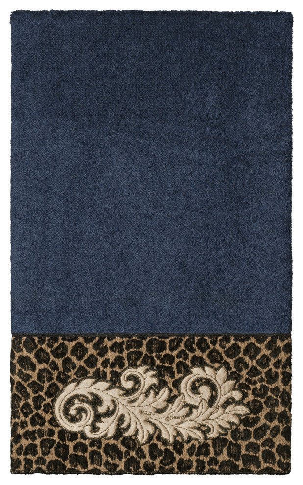 Linum Home Turkish Cotton April 3-Piece Embellished Towel Set, Midnight Blue