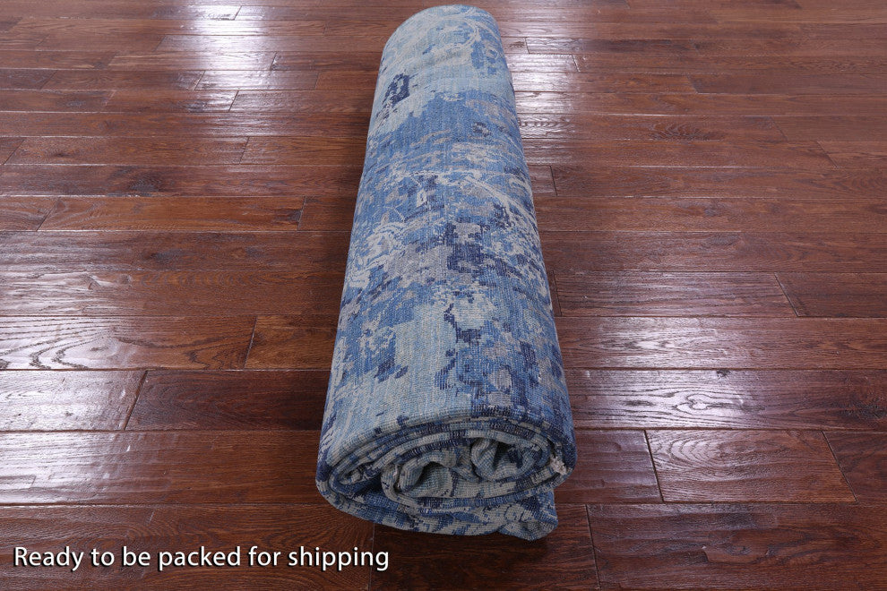 8' 9" X 12' 1" Modern Wool and Silk Handmade Rug Q10320