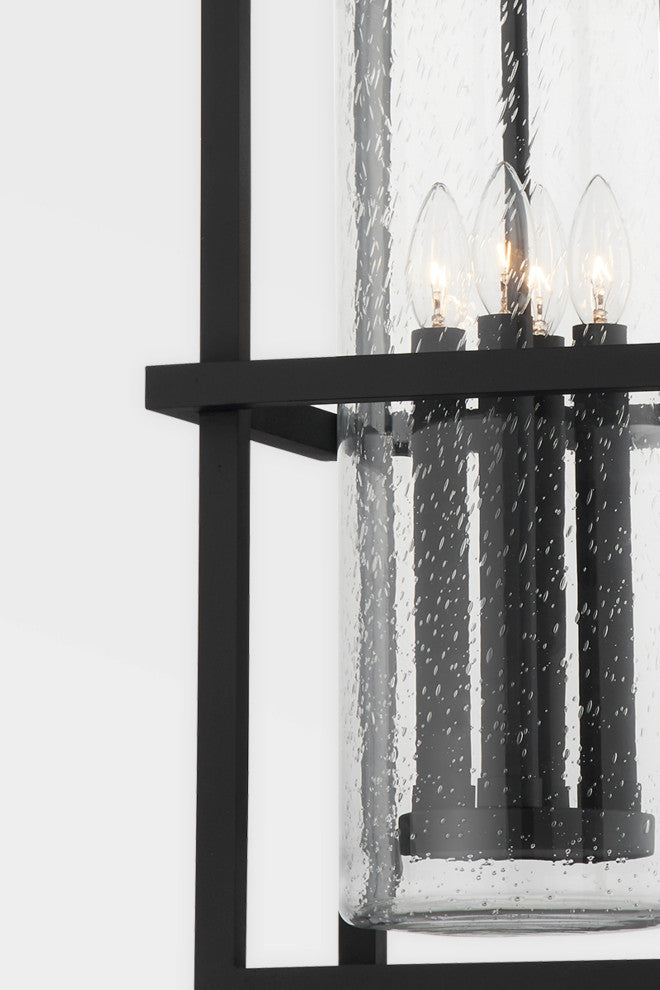 Carlo 4 Light Exterior Lantern Textured Black Frame Clear Seeded Glass